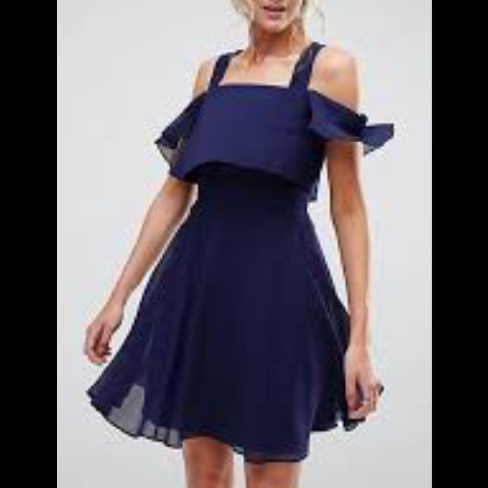 ASOS Cami Cold Shoulder Flutter Sleeve Mini Dress